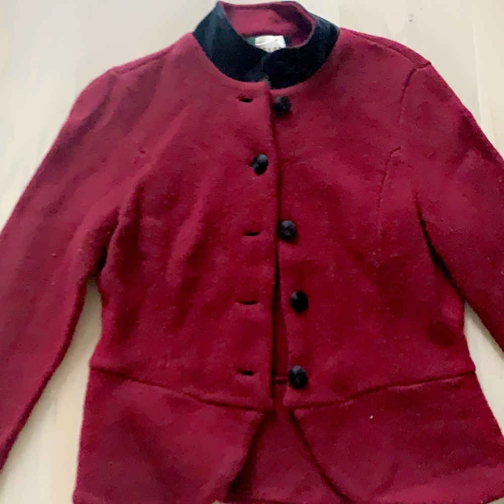 Burgundy Ralph Lauren cardigan blazer